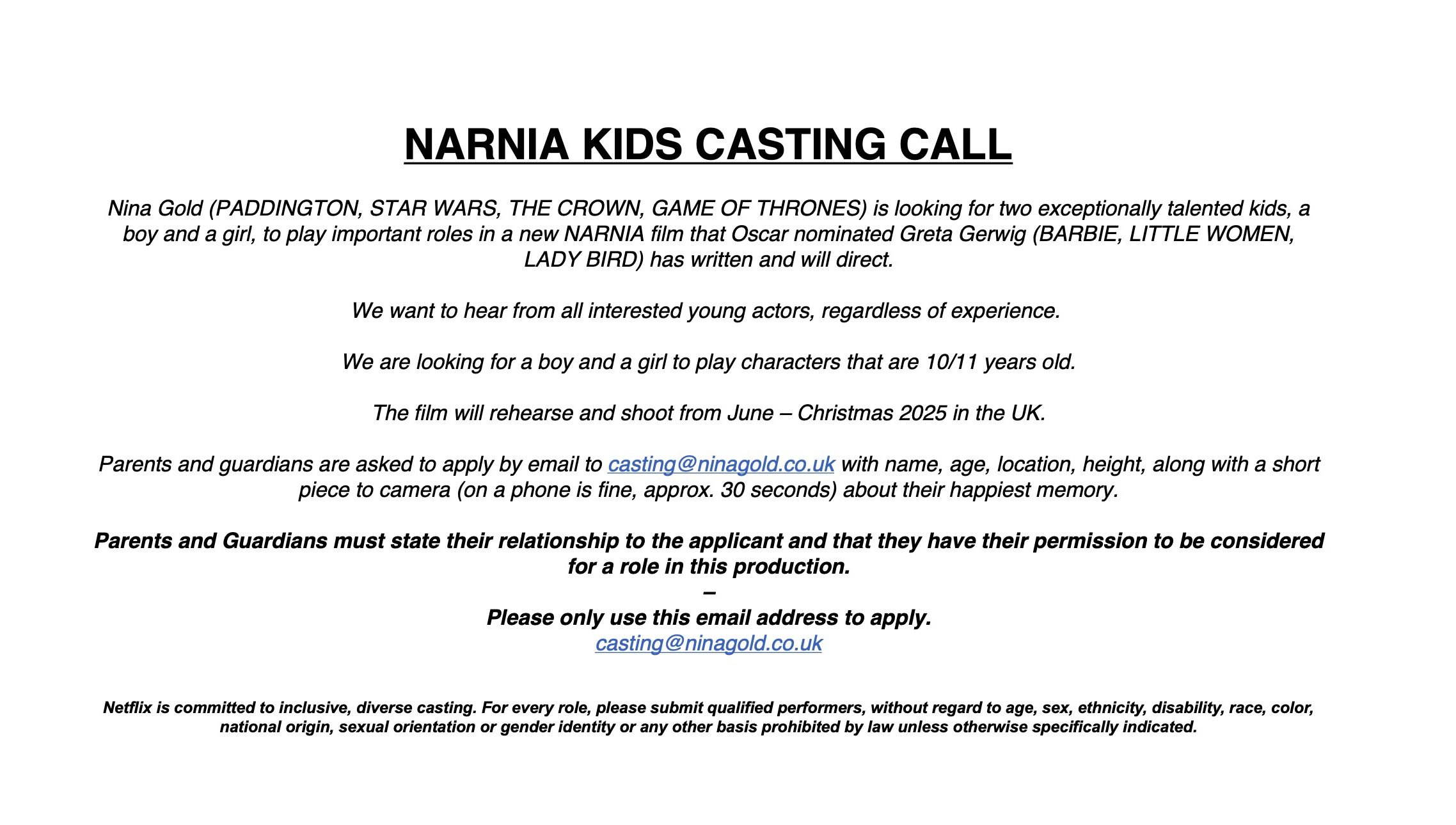 Open Casting from Nina Gold