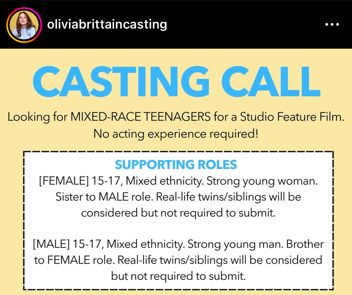 Open Casting Call From Olivia Brittain Casting