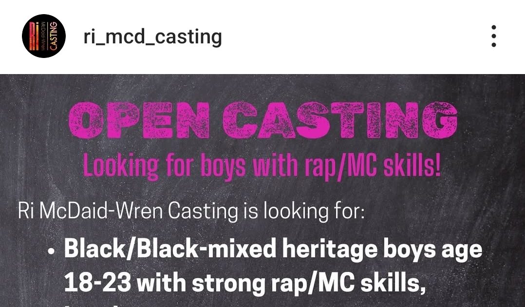 Open Casting Call from Ri McDaid-Wren Casting