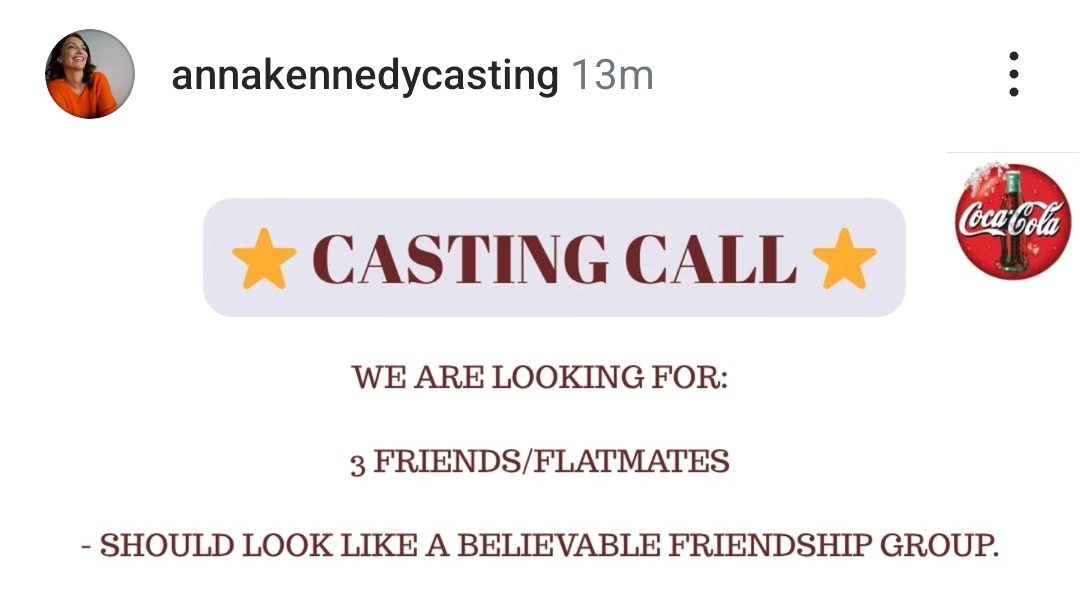 Open Casting Call from Anna Kennedy Casting