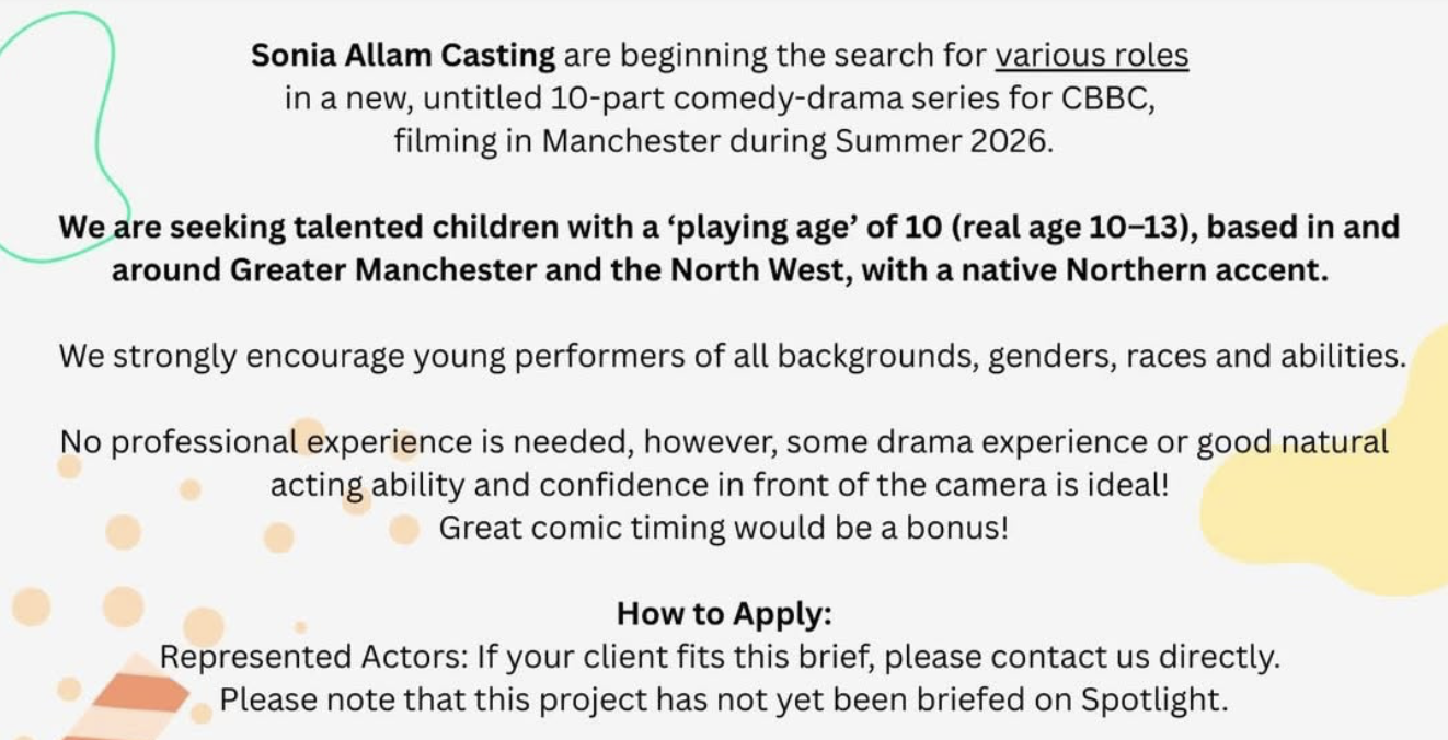 Open Casting From Sonia Allam Casting