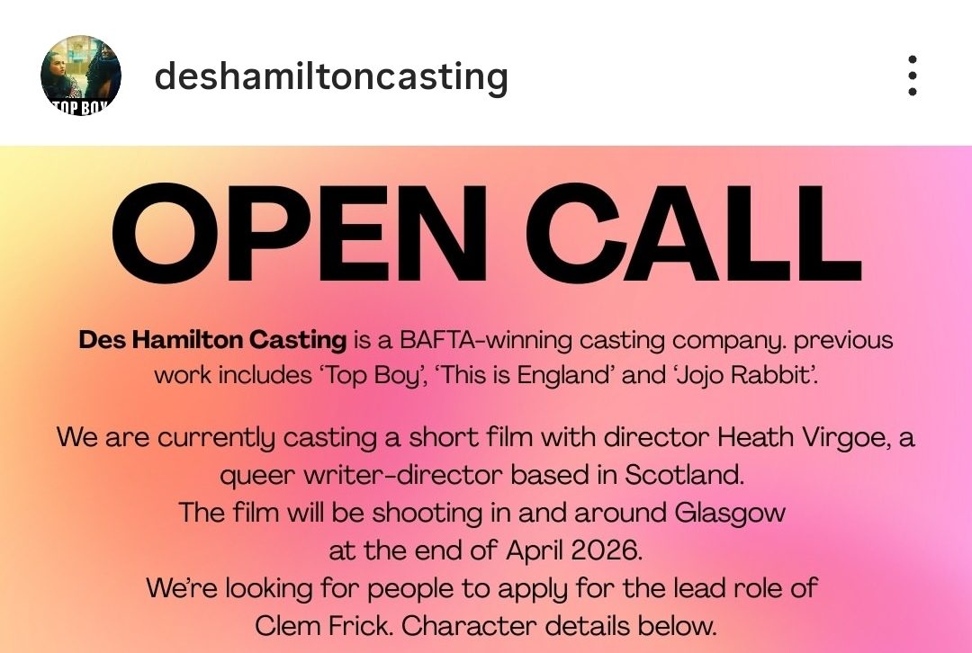 Open Call From Des Hamilton Casting