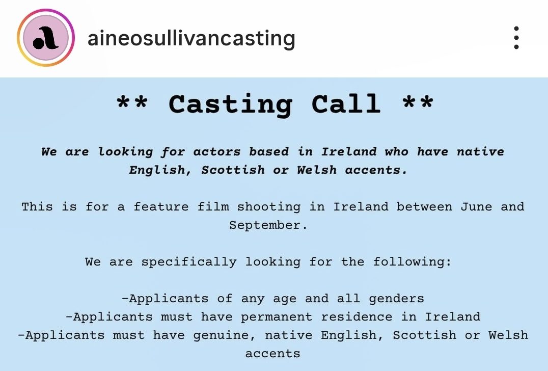 Open Call From Áine O’Sullivan Casting